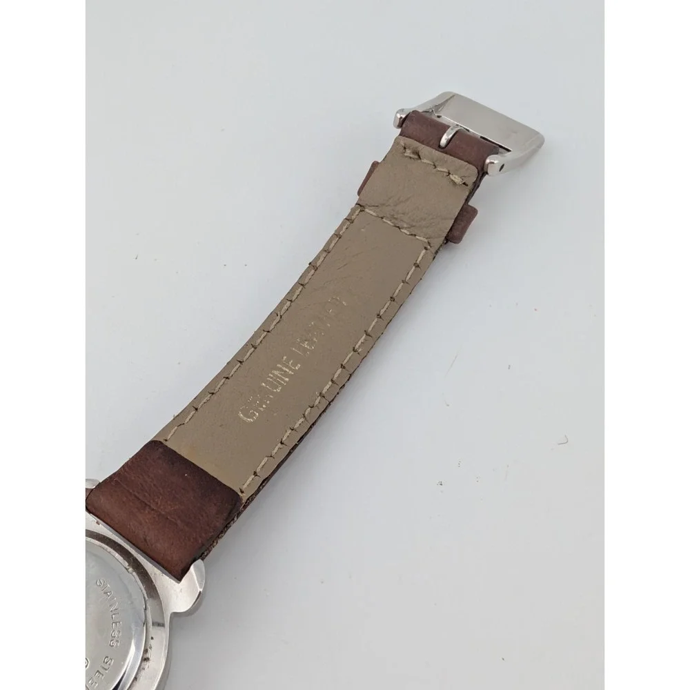 Vintage Monet Women's Watch 25mm Case Brown Leather Band- New Battery